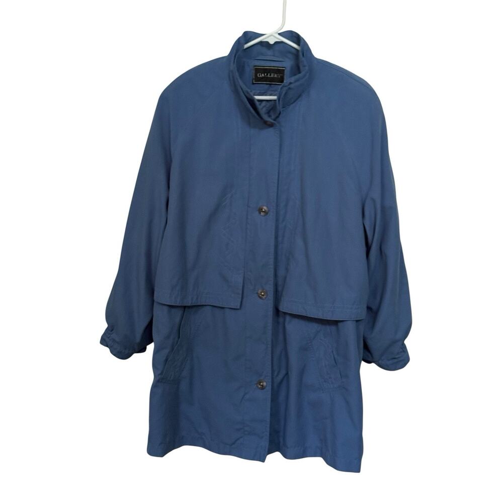 Gallery Coat Blue Button Front XL Check Measurement Photos 1X Night Out #36232
